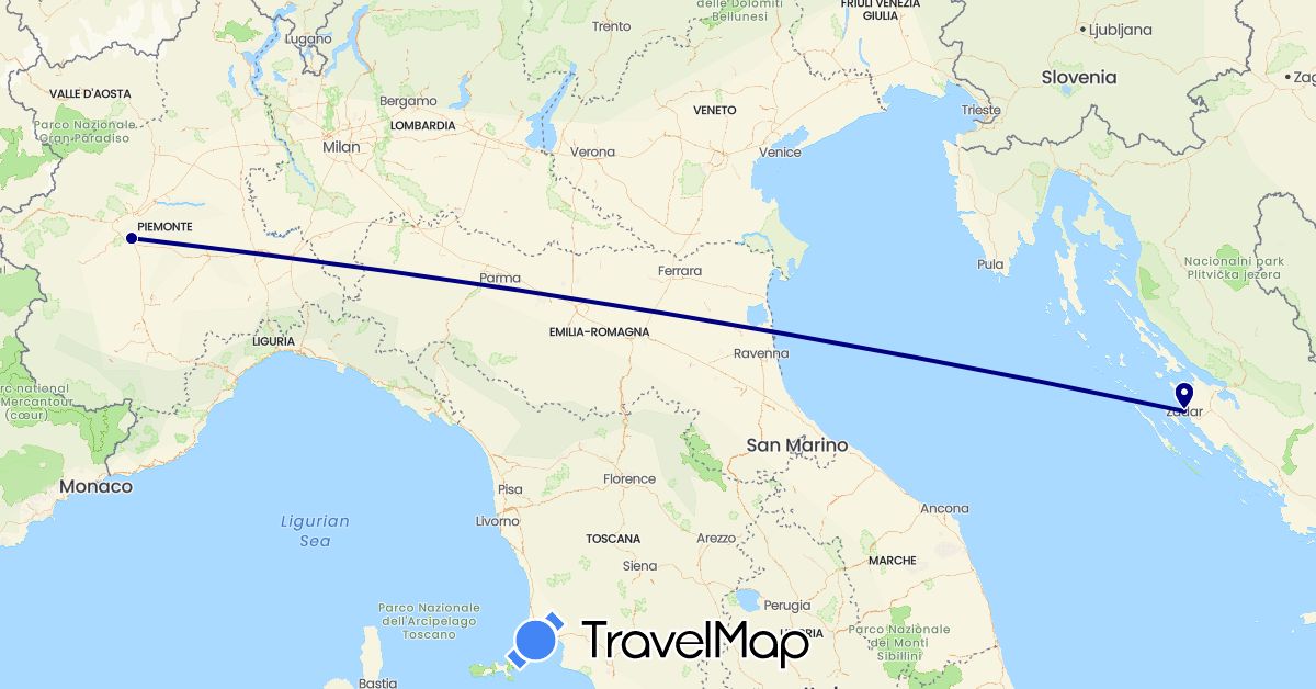 TravelMap itinerary: driving in Croatia, Italy (Europe)